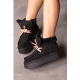 LuviShoes BLAUS Black Suede Shearling Thick Sole Women's Sports Boots Cene