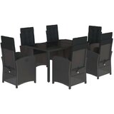  7-dijelni vrtni blagovaonski set s jastucima crni od poliratana | shoptok.hr