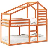 Krevet na kat s krovom voštano smeđi 90x190 cm masivna borovina | Eponuda.com