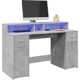 vidaXL Pisalna miza z LED lučkami betonsko siva 140x55x91 cm inž. les Cene