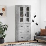 vidaXL Visoka komoda betonsko siva 69,5x34x180 cm inženirski les | Shoptok.si