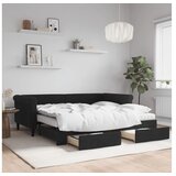 vidaXL Dnevni krevet na razvlačenje s ladicama crni 90 x 190 cm baršun | shoptok.hr