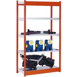 hofe Stabilni sestavljivi regal, enostranski, višina regala 2000 mm, oranžna/pocinkano, širina police 1025 mm, osnovni regal, širina x globina 1025 x | Shoptok.si