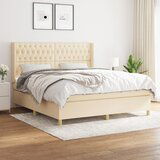  The Living Store Box spring postelja z vzmetnico krem 180x200 cm blago - Box Spring Postelja, (21514794) Cene