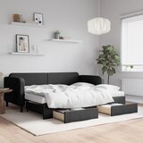 vidaXL Izvlečna dnevna postelja s predali črna 90x200 cm blago Cene
