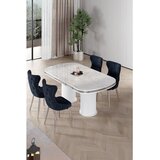Hanah home trpezarijski set Galya, sto i 4 stolice, ploča u dekoru belog mermera, hromirane noge, antracit tkanina Babyface | Eponuda.com