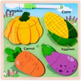  Drvena slagalica s povrćem i pločom za crtanje - VEGE | Shoptok.si