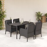 vidaXL 5-dijelni vrtni blagovaonski set s jastucima od poliratana crni | shoptok.hr