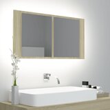 vidaXL LED kopalniška omarica z ogledalom sonoma hrast 90x12x45 cm Cene