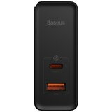 Baseus GaN USB-C + USB stenski polnilec, 100W + 1m kabel, črn | Shoptok.si
