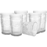 Cheffinger Set 6 kosov steklenih kozarcev 400 ml, vintage stil z vzorcem lilije, Prozorno, (21552971) Cene