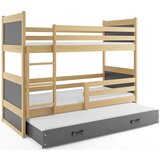 Rico drveni dječji krevet na kat s tri kreveta - bukva - sivi - 200*90cm | shoptok.hr
