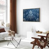  Slika - Retro Ornament Decorative Motif in Worn Blues 90x60 U prirodnom drvenom okviru | shoptok.hr