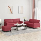  3-dijelni set sofa s jastucima boja vina od umjetne kože | shoptok.hr
