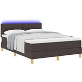 Box Spring postelja z matracom in LED temno rjava 140x190 cm tkanina, (22081011) | Shoptok.si