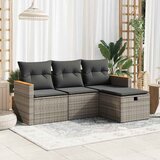 Maison Chic Seti vrtnega pohištva - Vrtna garnitura - Vrtni pohištvo set 4-delna z blazinami siv poli ratan, (21815306) | Shoptok.si