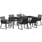  Vrtni set za objed 7 pcs Crna Čelik s prahom premazan | shoptok.hr