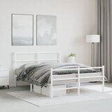 Maison Chic Kovinski Posteljni okvir - Dvoposteljna postelja - Zakonska postelja z vzglavjem in vznožjem bel 140x200 cm, (21695754) | Shoptok.si