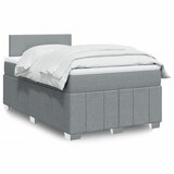 vidaXL Box spring postelja z vzmetnico svetlo siva 120x200 cm blago | Shoptok.si