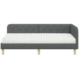 vidaXL Kotna postelja z vzmetnico Temno siva 90 x 200 cm blago | Shoptok.si