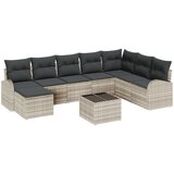 vidaXL Vrtni kavč Set 9 Bež in črna Ratan Vrtni kavč Pravokoten, (22091904) | Shoptok.si