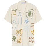 Bershka Srajca kremna / dimno modra / svetlo modra / kaki | Shoptok.si