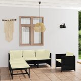 Maison Chic Seti vrtnega pohištva - Vrtna garnitura - Vrtni pohištvo set 6-delna z blazinami poli ratan črna, (21808148) | Shoptok.si