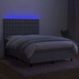  Box spring postelja z vzmetnico LED sv. siva 140x200 cm blago, (20726356) | Shoptok.si