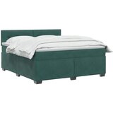Krevet s box springom madracem i LED-om Tamnozelena Baršun - Tamnozelena 140 x 190 cm Prošiveno gumbima | shoptok.hr