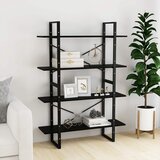 Ormarić za knjige s 4 razine crni 100 x 30 x 140 cm od borovine | shoptok.hr
