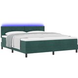 vidaXL Postelja s škatlastim dnom in vzmetnico & LED temno zelena 180x200 cm žamet, (22082916) | Shoptok.si