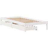 vidaXL Posteljni okvir s predali bel 100x200 cm trdna borovina, (21292281) Cene