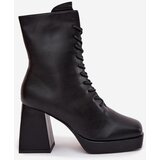 Boto Women's Insulated Ankle Boots On Heel With Lacing Black Juvina | shoptok.hr