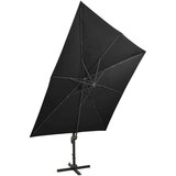  Konzolni suncobran sa stupom i LED svjetlima 300 cm crni | shoptok.hr