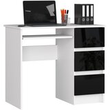 AKORD RAČUNALNIŠKA MIZA A-6 90 cm DESNO BELO / ČRNO SIJAJNO, (21702648) | Shoptok.si