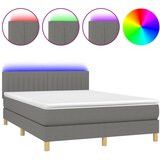 vidaXL Box spring postelja z vzmetnico LED temno siva 140x190 cm blago, (20937897) Cene