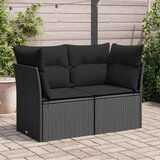  Vrtna sofa s jastucima za 2 osobe, crna, poli ratan Cijene