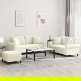 vidaXL 3-dijelni set sofa s jastucima krem baršunasti Cijene