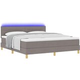  LED Box Spring Krevet Sivo-smeđa 180 x 200 cm tkanina | Eponuda.com