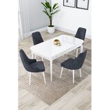 Hanah home trpezarijski set Lia, sto na razvlačenje i 4 stolice, bela ploča, antracit tkanina Babyface | Eponuda.com