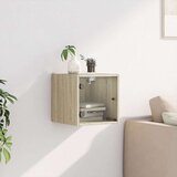 vidaXL Nočna omarica s steklenimi vrati sonoma hrast 35x37x35 cm | Shoptok.si