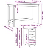  Set stola i pokretnog ormara MOSS 2 pcs Smeđa | shoptok.hr