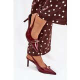Boto Lacquered Stiletto Heels With Gold Buckle Bordeaux Vivae | ePonuda.com