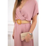 Kesi Włoski Long dress with a decorative belt dark powder pink | Shoptok.si
