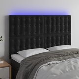 The Living Store led posteljno vzglavje črno 144x5x118/128 cm žamet - led vzglavje, (21495354) Cene