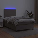  Box spring postelja z vzmetnico LED siva 120x200cm umetno usnje, (20893989) | Shoptok.si