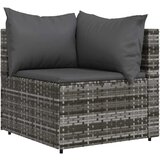 Maison Chic Vrtni kotni kavč - Zunanji kavč z blazinami siv poli ratan, (22041025) | Shoptok.si
