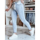 DStreet Spodnie damskie jeansowe slim fit w serca z paskiem SPARKYS niebieskie Cene