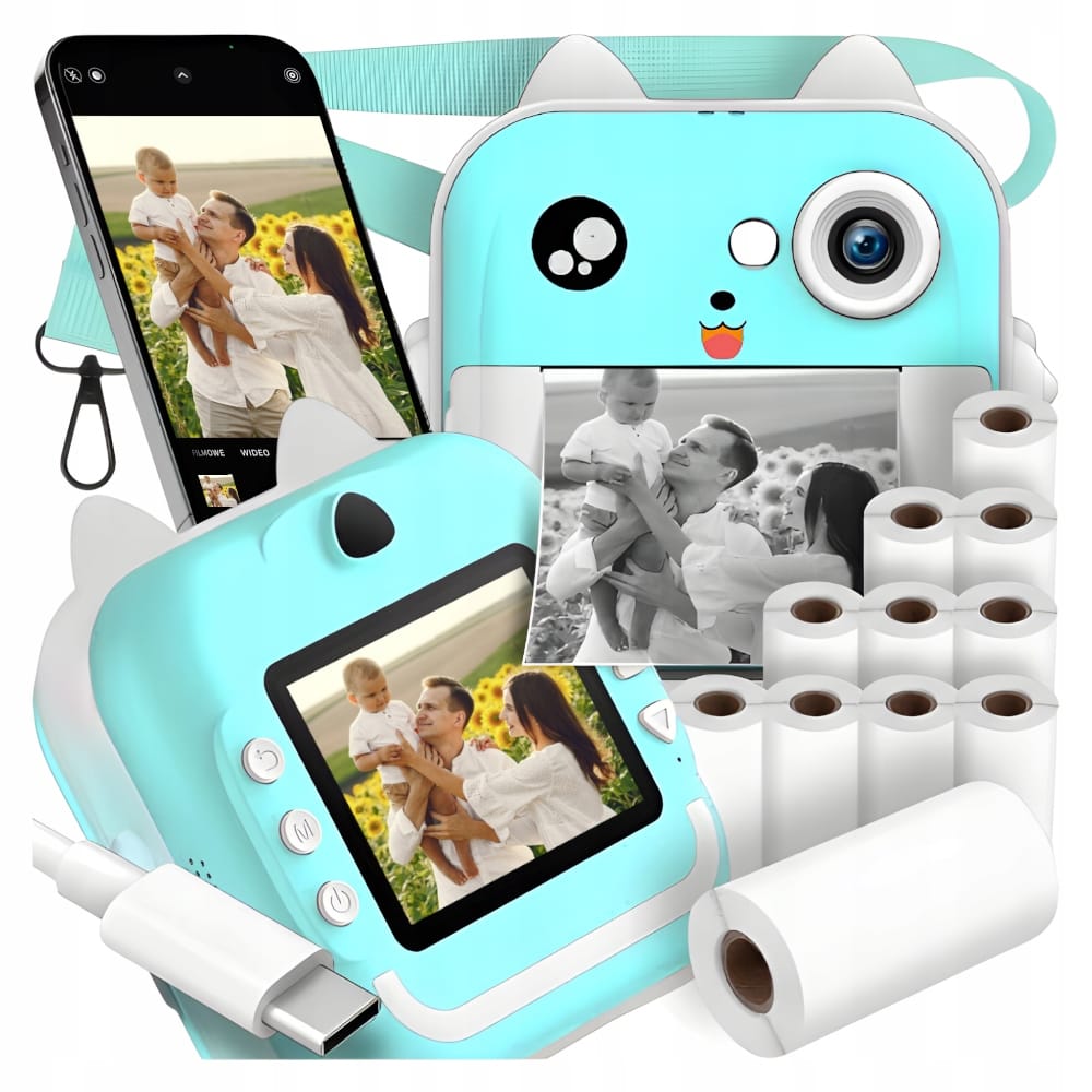  Otroški LCD instant fotoaparat s tiskalnikom + 10 trakovi moder, (21732893) | Shoptok.si