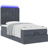 vidaXL Otomanski posteljni okvir z vzmetnicami siv 100x200cm žamet | Shoptok.si